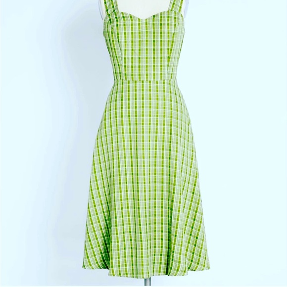 Modcloth Dresses Nwt Modcloth Royal Monk Green Plaid Retro Punup